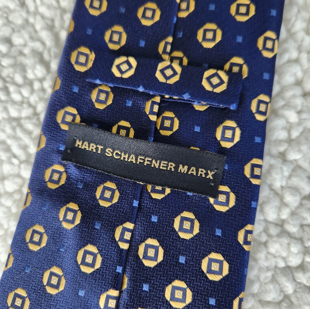 Hart Schaffner Marx Blue and Gold Men's Tie